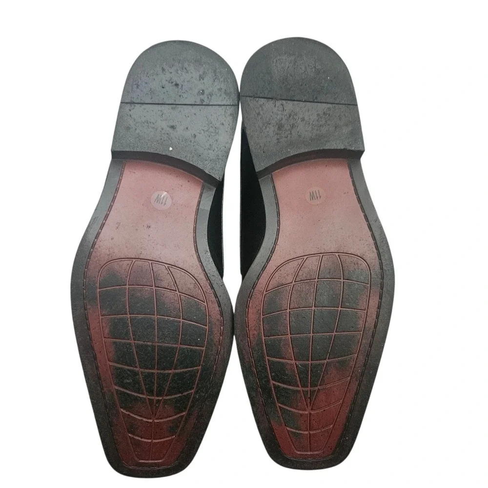 Antonio Cerrelli Wides Mens 11W Black Lizard Embossed Square Toe Oxford Shoes‎